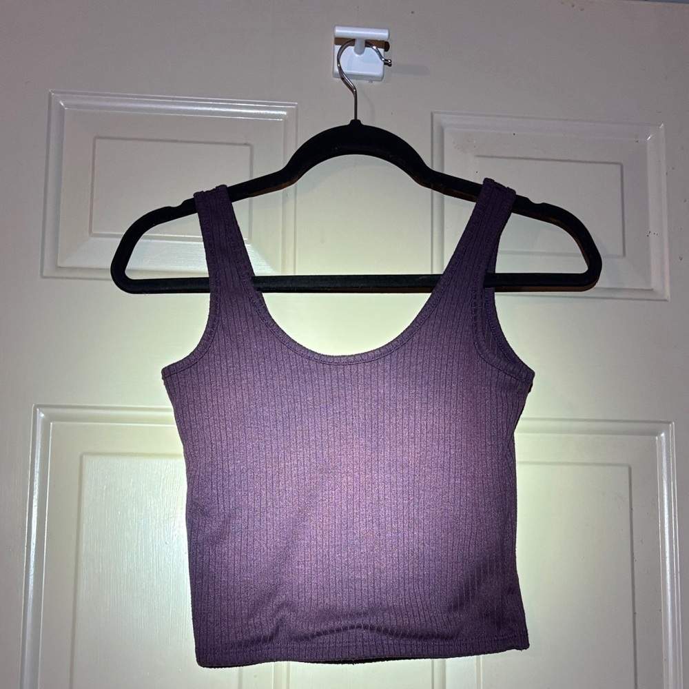 Earthbound/Med/ Ribbed Deep Purple Crop Top